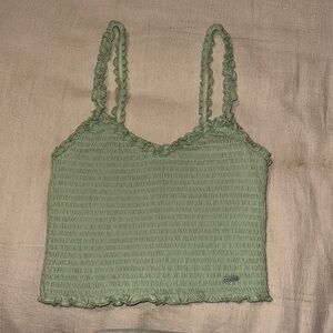 Light green Hollister ruffled cropped tank